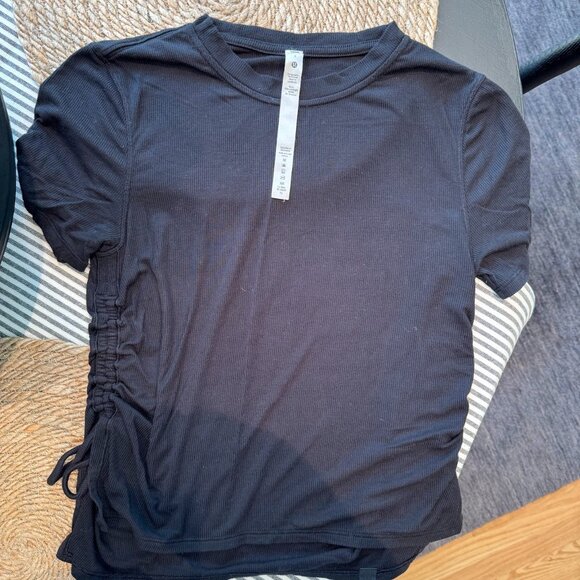 Black Lululemon side tie workout top *has bleach stain on back* LOW PRICE - Picture 4 of 4